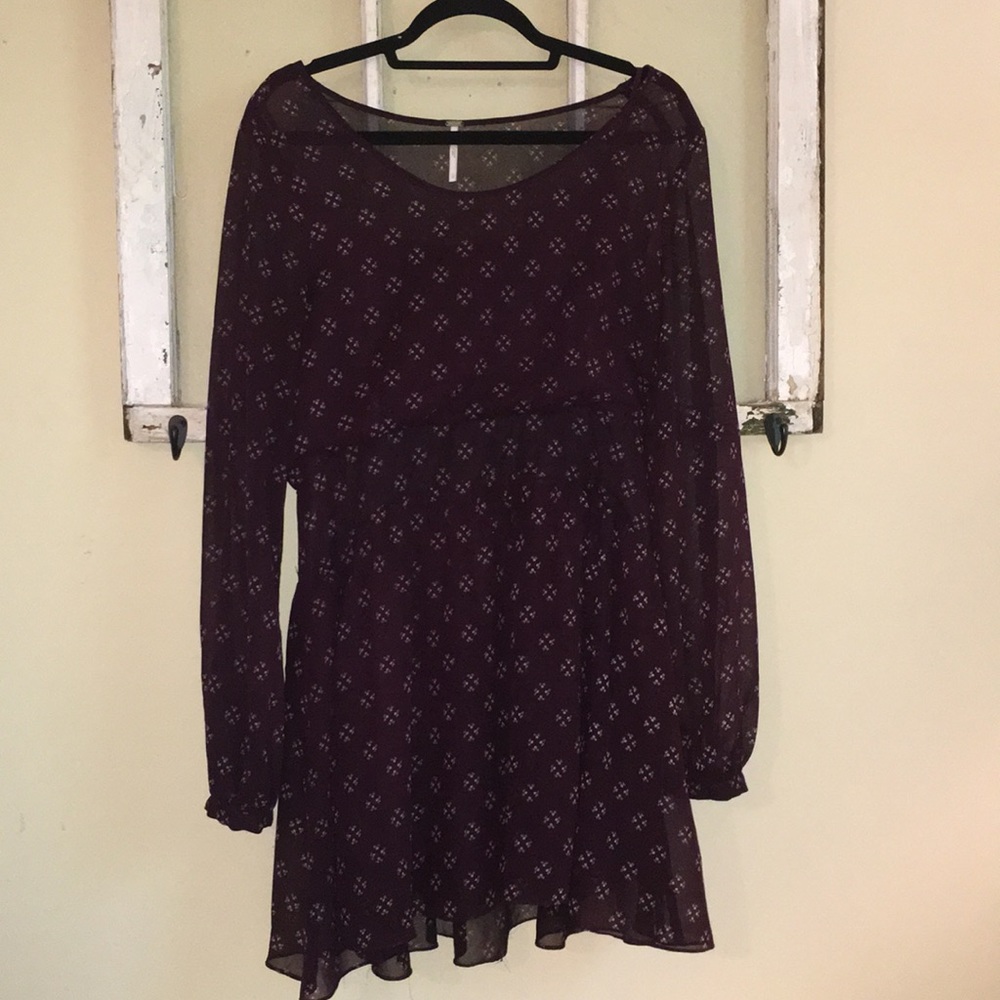 Burgundy Free People Long Sleeve Dress!